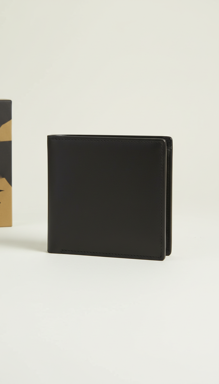 Charcoal Black billfold in Italian leather