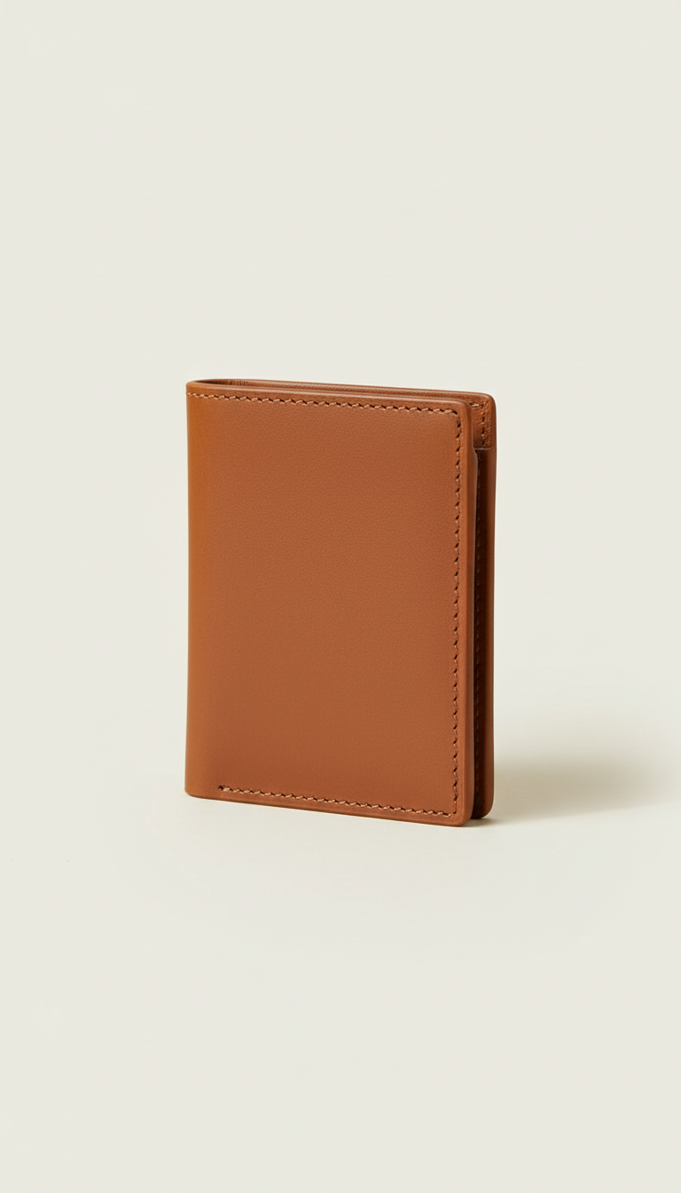 Caramel slim cardholder in full-grain leather