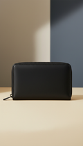 Zip-Around Wallet in Noir Mat Leather