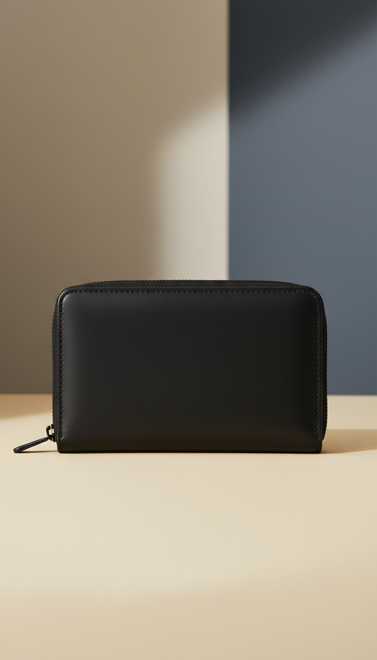 Zip-Around Wallet in Noir Mat Leather