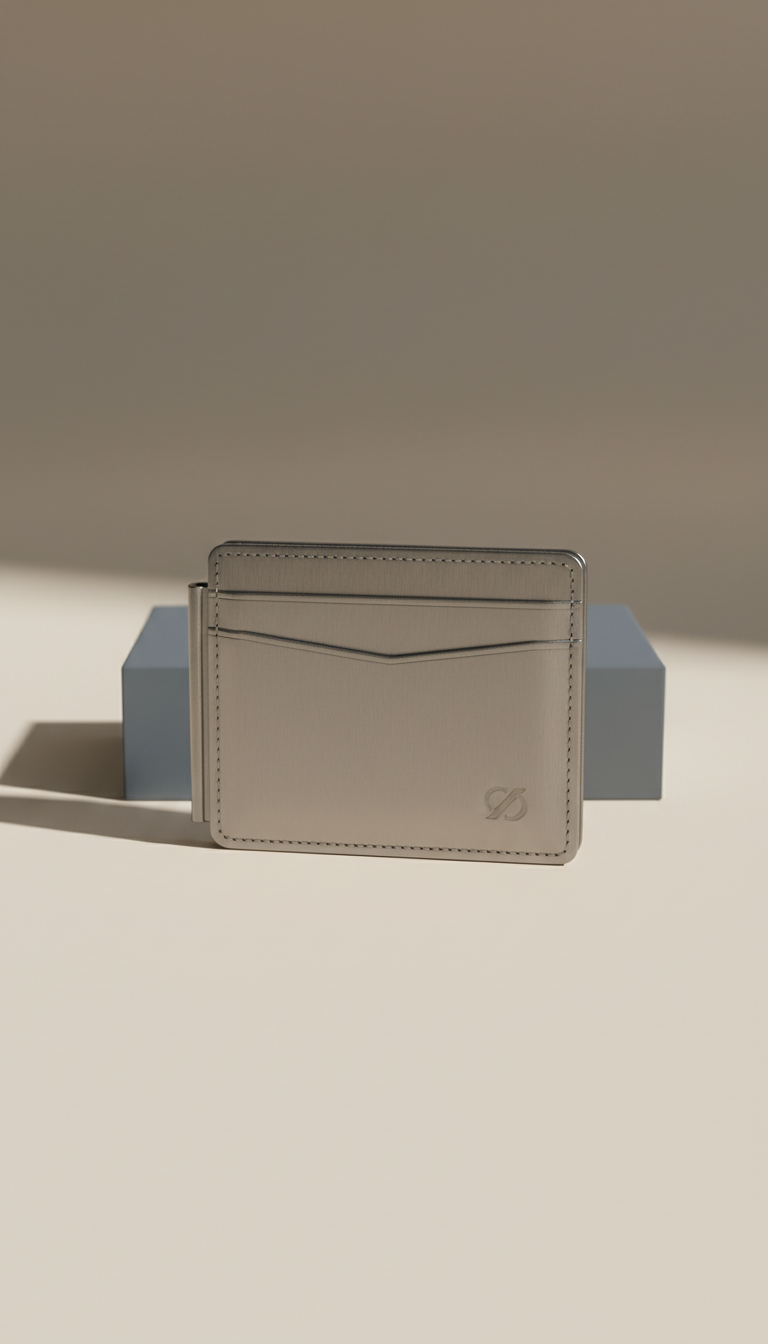 Money Clip Cardholder in Argent Brossé Finish